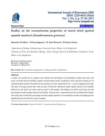 Studies on the reconstitution properties of stored dried spotted spanish mackerel (Scomberomorus guttatus)