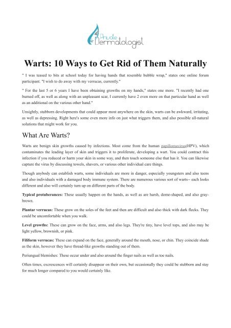 Warts: 10 Ways to Get Rid of Them Naturally