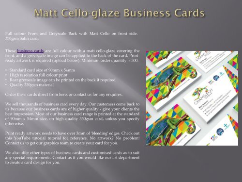 Matt Cello-glaze Business Cards - Chameleon Print Group