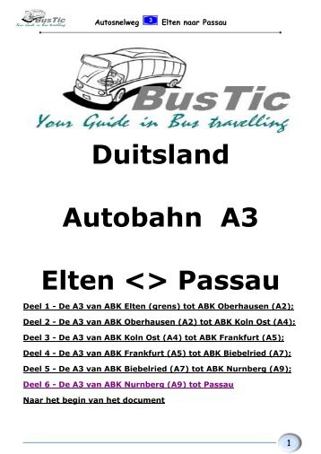 Duitsland Autobahn A3 Elten  Passau - Bustic.nl