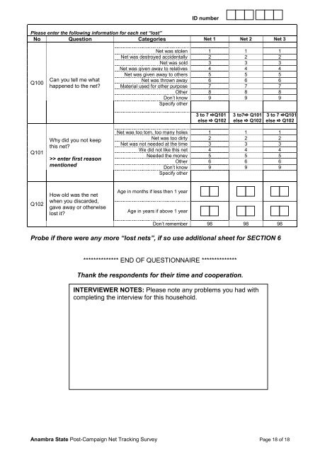 Anambra State Post-Campaign Net Tracking Survey