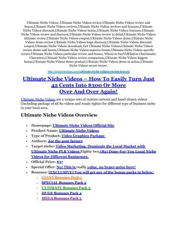 Ultimate Niche Videos Review & HUGE $23800 Bonuses