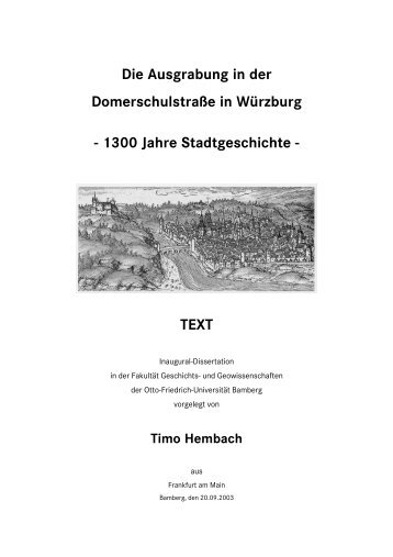 Die Ausgrabung in der Domerschulstraße in Würzburg - 1300 Jahre ...