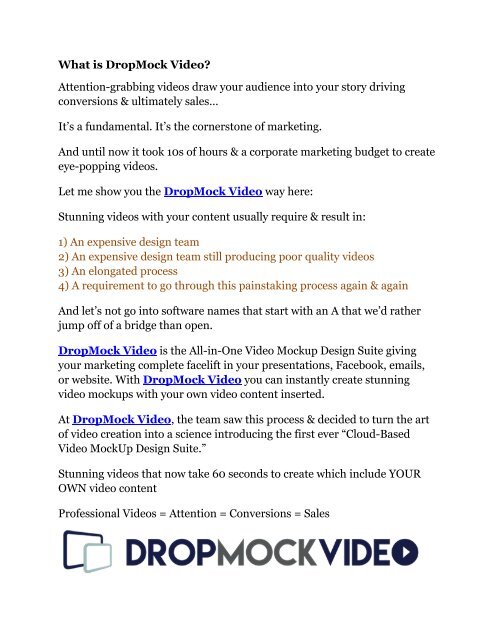 3DropMock Video review and DropMock Video $11800 Bonus & Discount