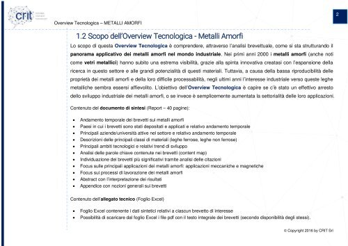 overview tecnologica Metalli Amorfi