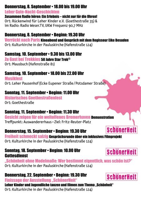 Leher Kultursommer 2016 - Das Programm