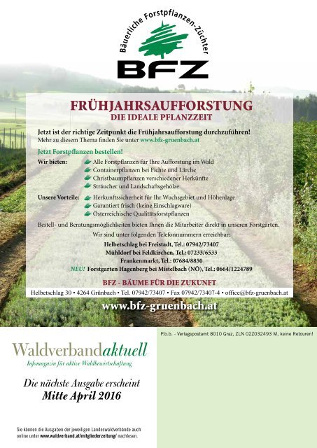 Waldverband aktuell - Ausgabe 2016-01