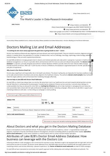 Doctors Email Addresses