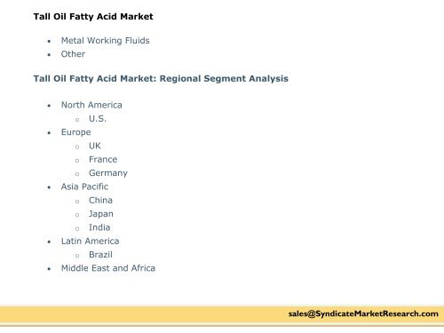 Tall Oil Fatty Acid Market
