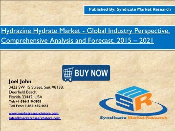 Global Hydrazine Hydrate Market analysis, size, Dynamics 2021 by smr