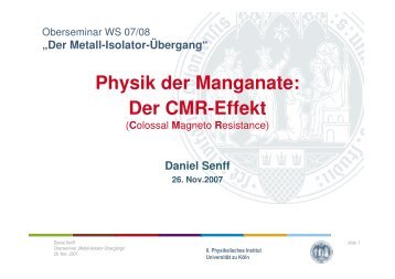 Der CMR-Effekt - II. Physikalisches Institut, Universität zu Köln