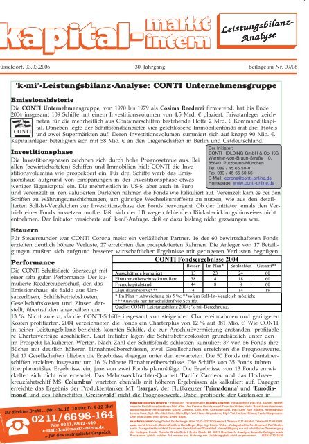 Leistungsbilanz- Analyse - CONTI Unternehmensgruppe