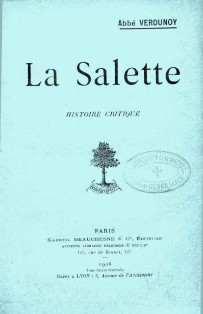FR_LA SALETTE -  HISTOIRE CRITIQUE