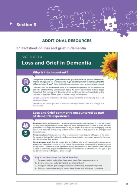 Loss and Grief in Dementia