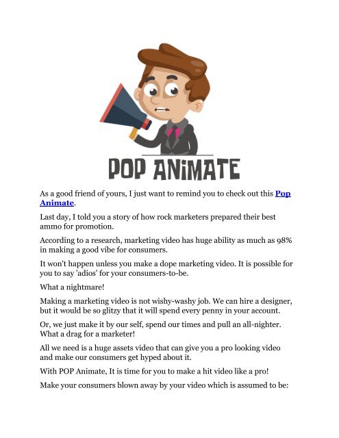 Pop Animate review-(MEGA) $23,500 bonus of Pop Animate