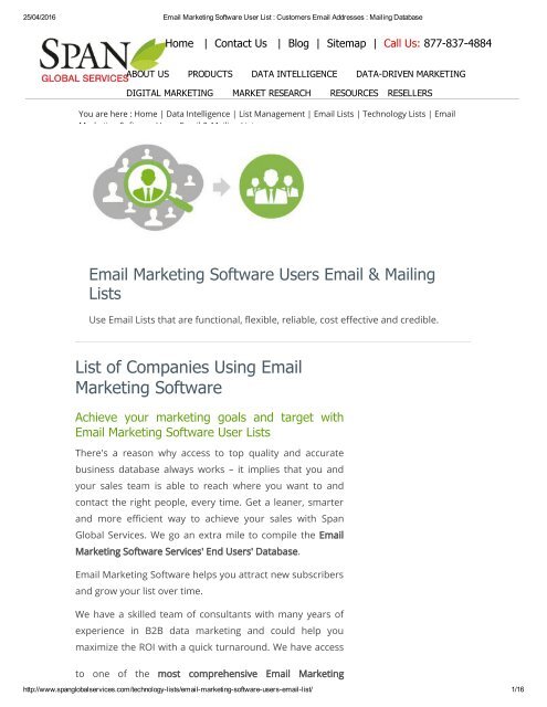 Buy List of Email Marketing Software Customers from Span Global Services