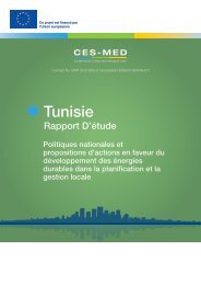 Tunisie Rapport D’étude - Politiques nationales et propositions d’actions en faveur du développement des énergies durables dans la planification et la gestion locale