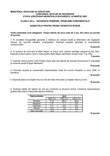 2003_Geografie_Judeteana_Subiecte_Clasa a XII-a