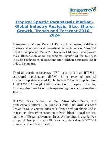 Tropical Spastic Paraparesis Market