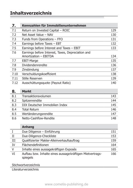 Immobilien kennzahlen 100 www.cometis-publishing