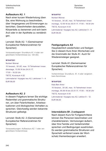 Programmheft der Volkshochschule Chemnitz für das Herbst-/Wintersemester 2016/2017