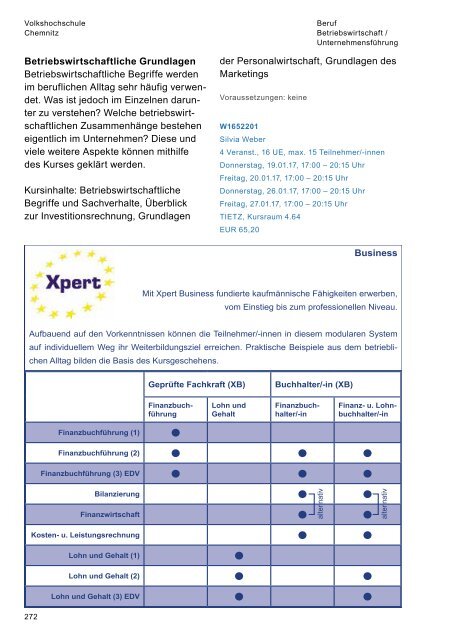 Programmheft der Volkshochschule Chemnitz für das Herbst-/Wintersemester 2016/2017