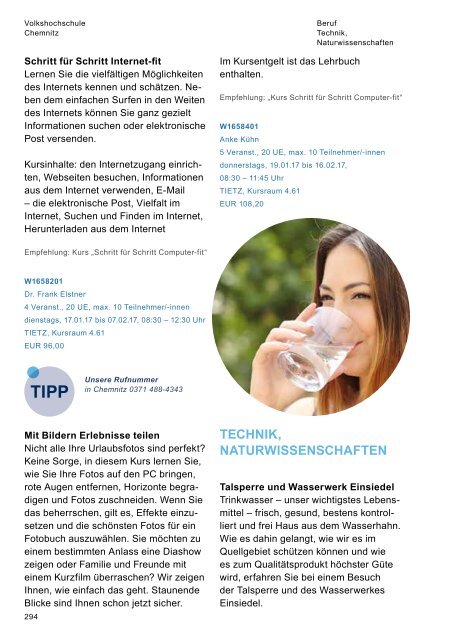 Programmheft der Volkshochschule Chemnitz für das Herbst-/Wintersemester 2016/2017