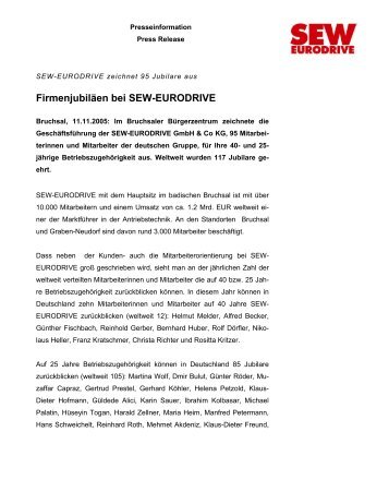 Firmenjubiläen bei SEW-EURODRIVE