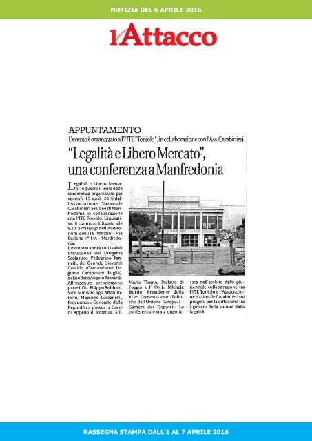 RASSEGNA STAMPA DEL 07-04-2016