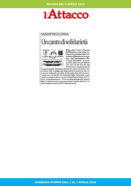 RASSEGNA STAMPA DEL 07-04-2016