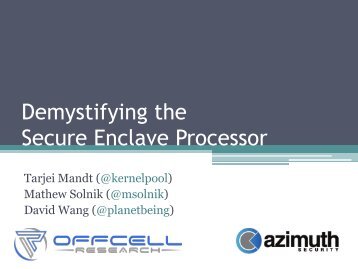 Demystifying the Secure Enclave Processor