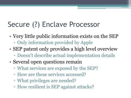 Demystifying the Secure Enclave Processor