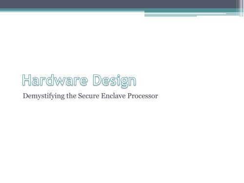 Demystifying the Secure Enclave Processor