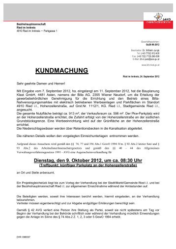 KUNDMACHUNG - Ried im Innkreis