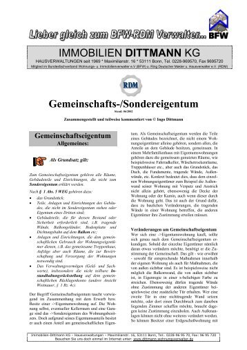 IMMOBILIEN DITTMANN KG Gemeinschafts-/Sondereigentum