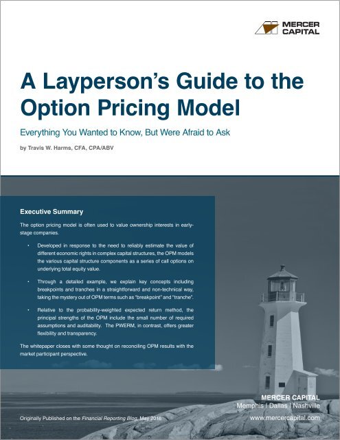 A Layperson’s Guide to the Option Pricing Model