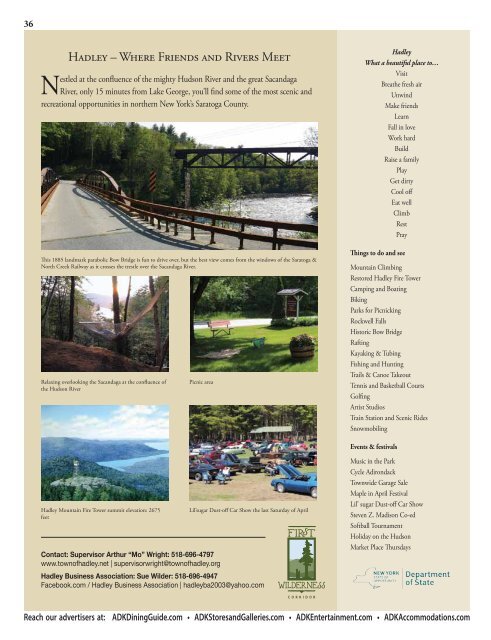 2016-17 Southern Adirondacks Guide to the First Wilderness Heritage Corridor