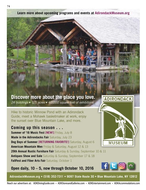 2016-17 Southern Adirondacks Guide to the First Wilderness Heritage Corridor