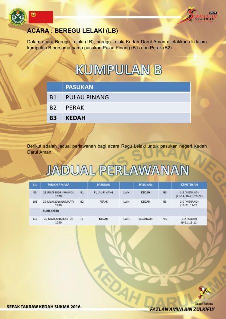 LAPORAN PASUKAN SEPAK TAKRAW SUKMA 2016