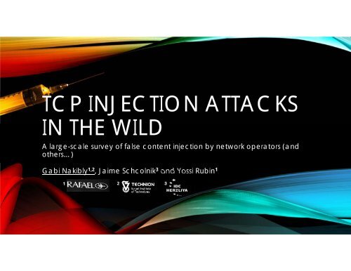 TCP INJECTION ATTACKS IN THE WILD