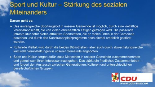 Stuhr erfolgreich weiterdenken! - Unser Programm für die Gemeinde Stuhr 2016 - 2021