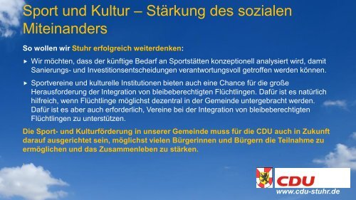 Stuhr erfolgreich weiterdenken! - Unser Programm für die Gemeinde Stuhr 2016 - 2021