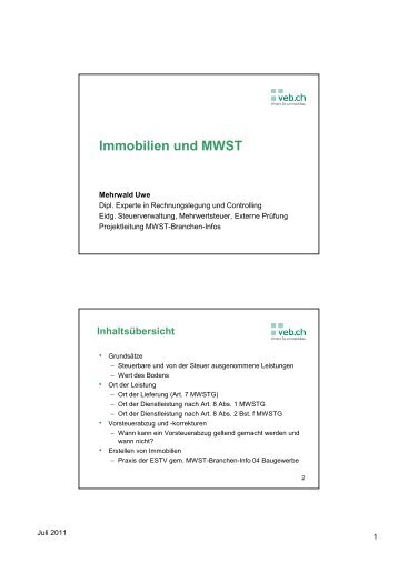 Immobilien und Mehrwertsteuer - vebmedia