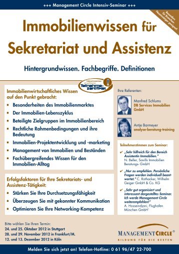 Seminar: Immobilienwissen für Sekretariat und Assistenz ...