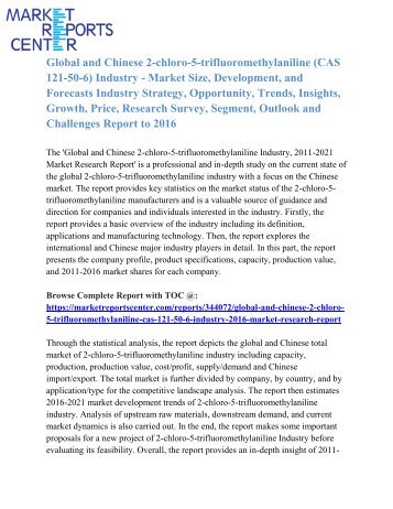 Global and Chinese 2-chloro-5-trifluoromethylaniline (CAS 121-50-6) Industry 2016