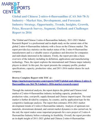 Global and Chinese 2-nitro-4-fluoroaniline (CAS 364-78-3) Industry, 2016 