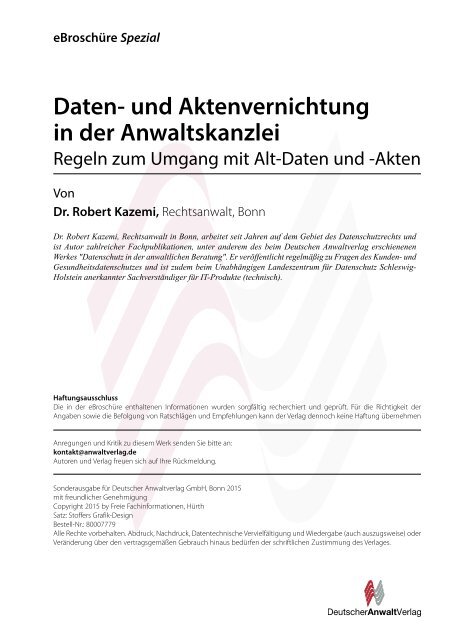 Daten- und Aktenvernichtung in der Anwaltskanzlei