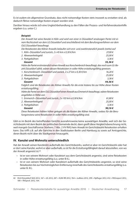 Reisekostentabelle für auswärtige Anwälte 2016