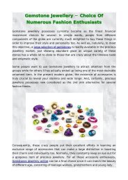 Gemstone Jewellery - Choice Of Numerous Fashion Enthusiasts