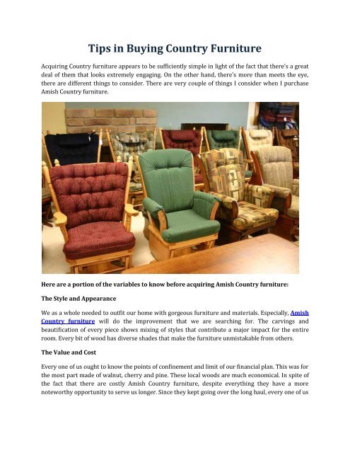 Tips In Buying Country Furniture